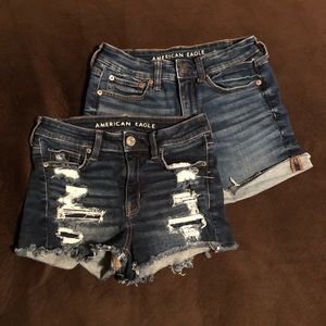 2 pairs!!AMERICAN EAGLE jean shorts SIZE 2